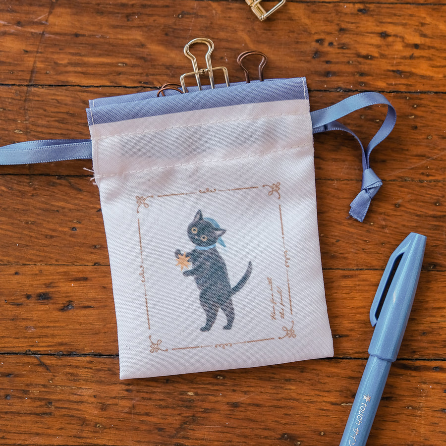 RESSA PANDA BOOKS - Animal Drawstring Pouch - Black Cat