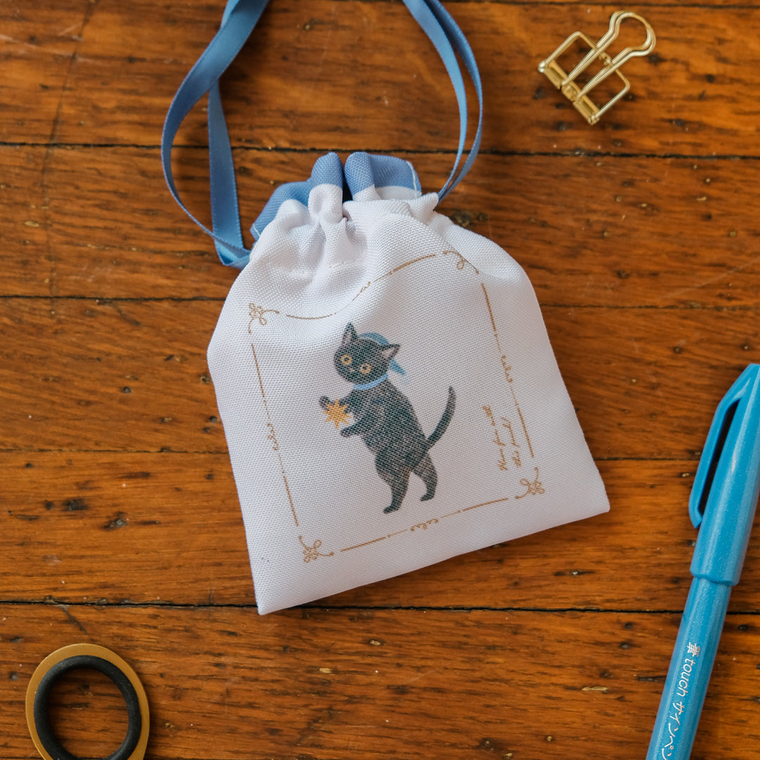 RESSA PANDA BOOKS - Animal Drawstring Pouch - Black Cat