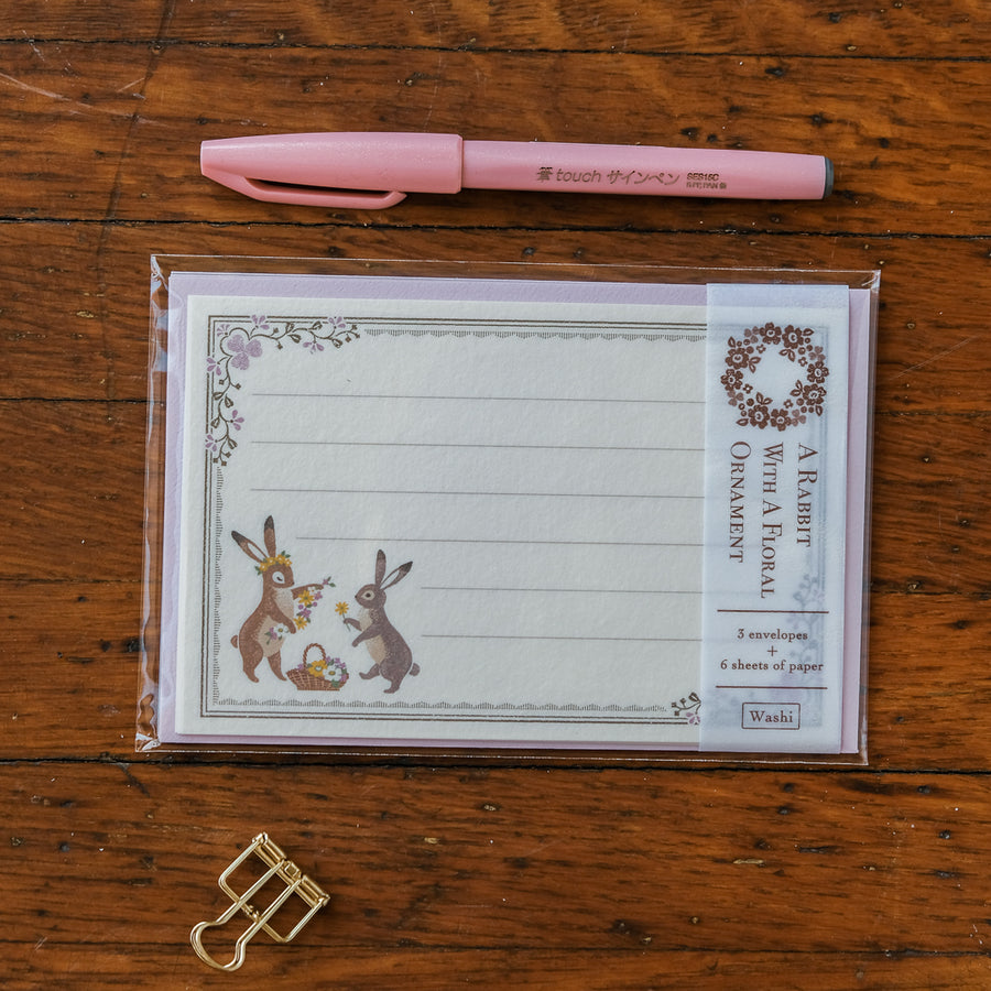 RESSA PANDA BOOKS - Storybook Mini Letter Set - Rabbit with Flowers