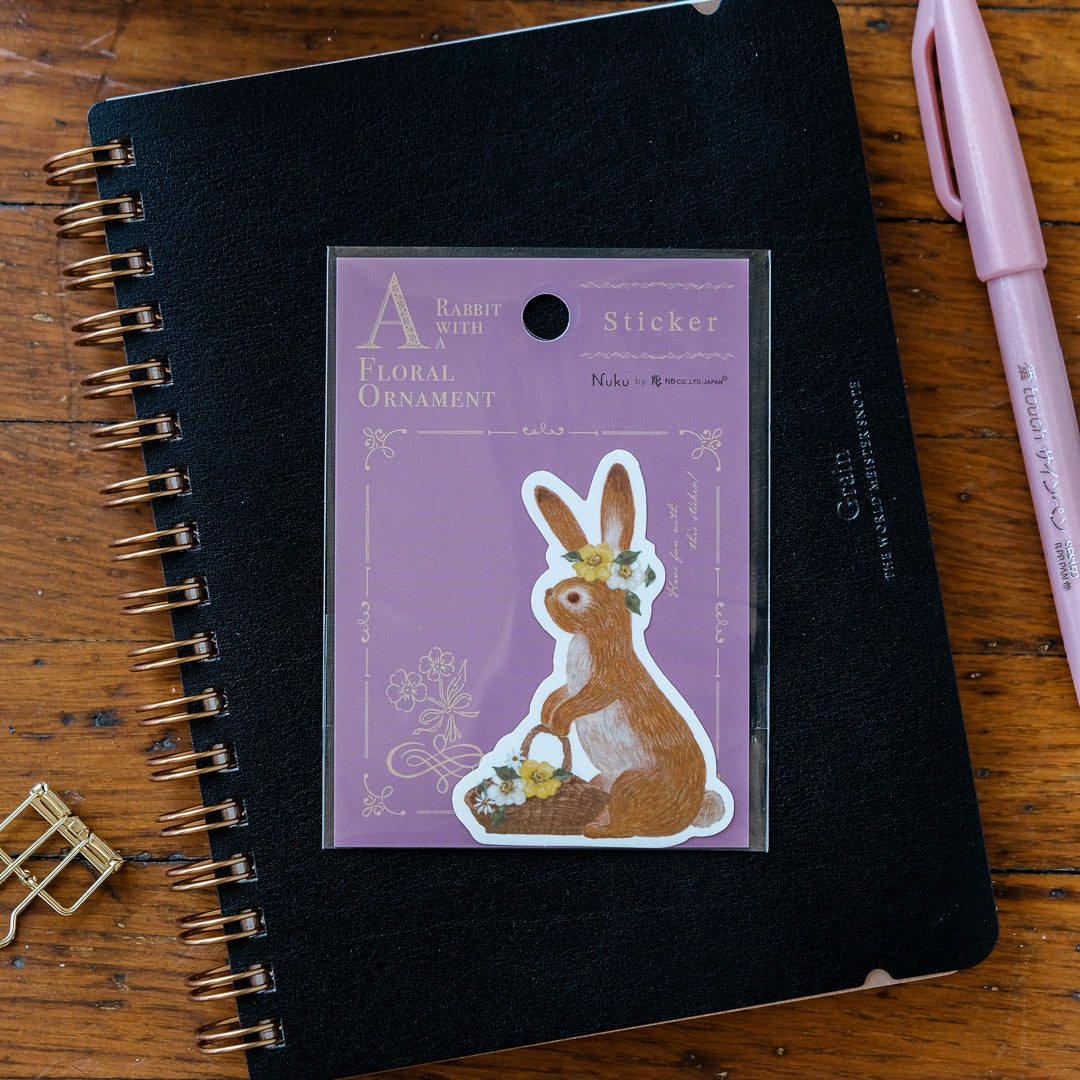 RESSA PANDA BOOKS - Storybook Animal Sticker - Rabbit with Flowers