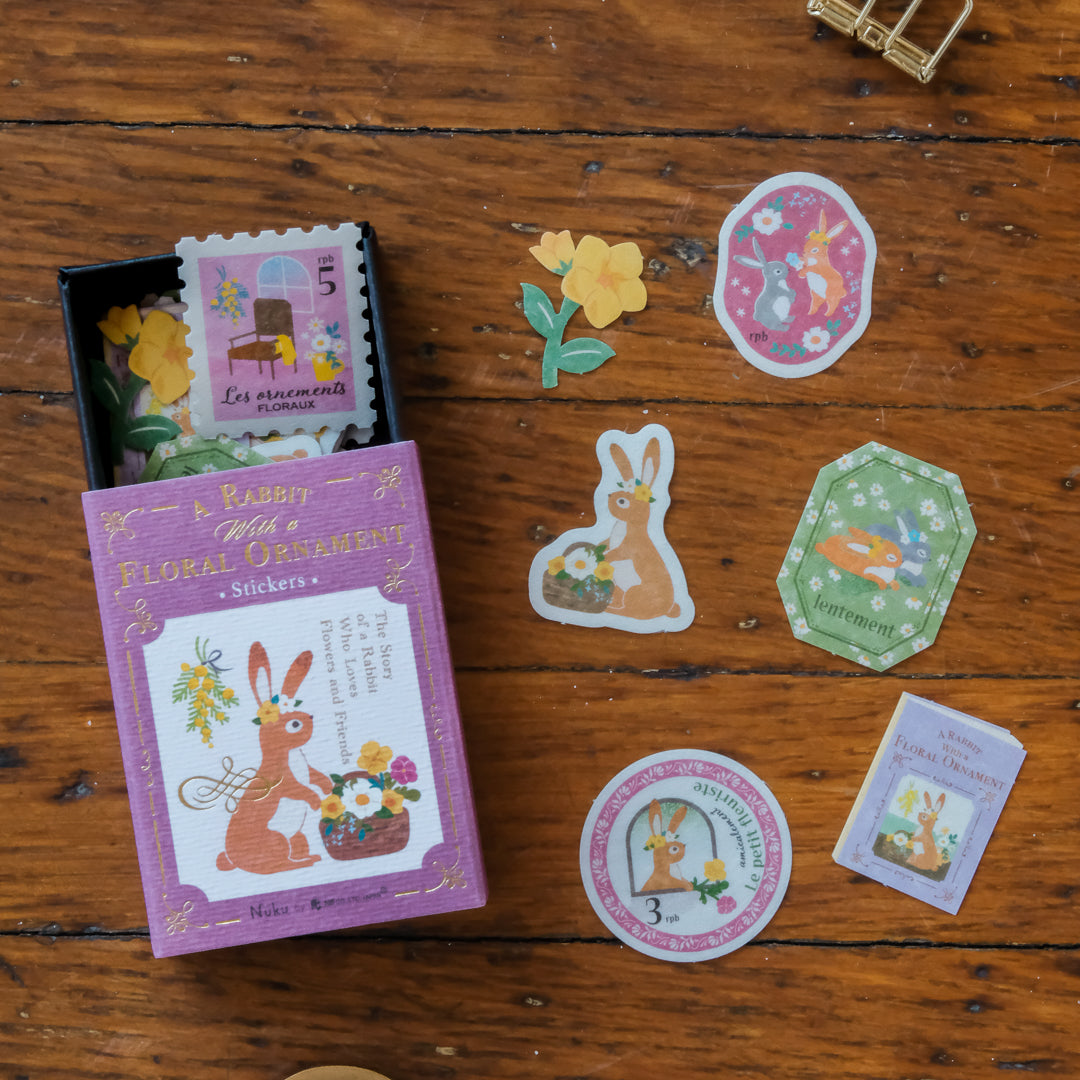 RESSA PANDA BOOKS - Storybook Flake Stickers - Rabbit with Flower