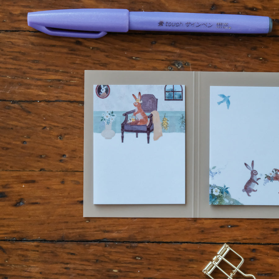 RESSA PANDA BOOKS - Storybook Sticky Notes - Rabbit with Flowers