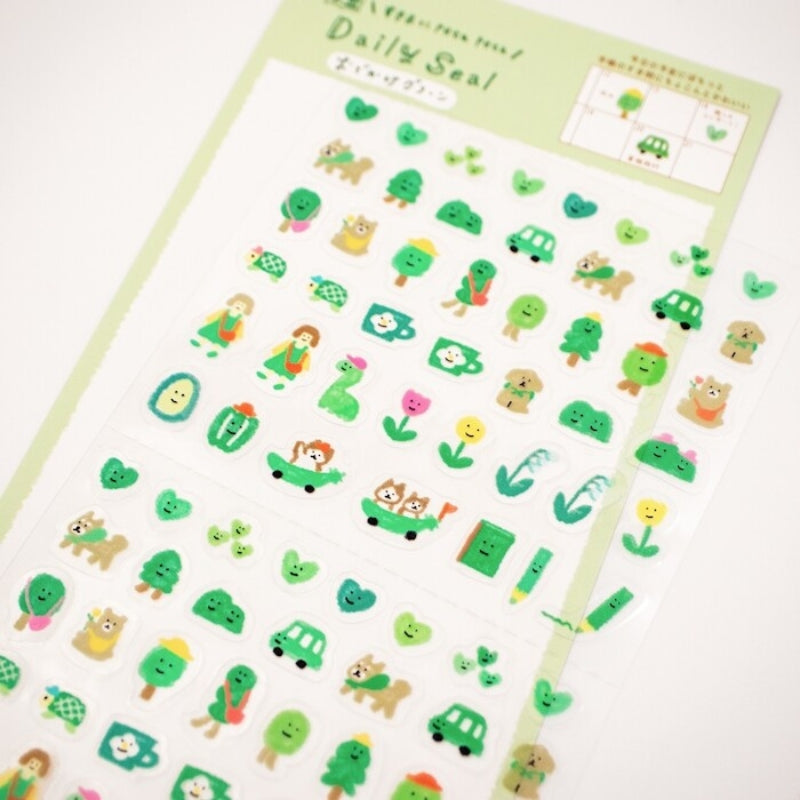 Furukawa Watashi-biyori Daily Sticker Sheet - Outing Green