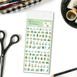 Furukawa Watashi-biyori Daily Sticker Sheet - Outing Green