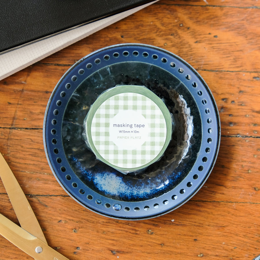 Papier Platz Washi Tape 72-027 Check Lettuce Green
