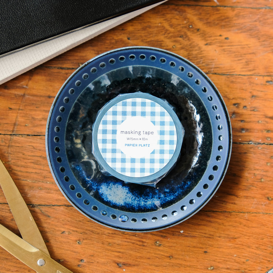 Papier Platz Washi Tape 72-021 Check Cerulean Blue