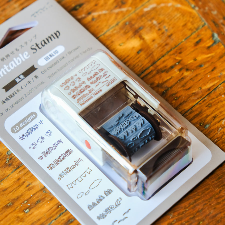 Midori Paintable Rotating Stamp - Landscape Brown