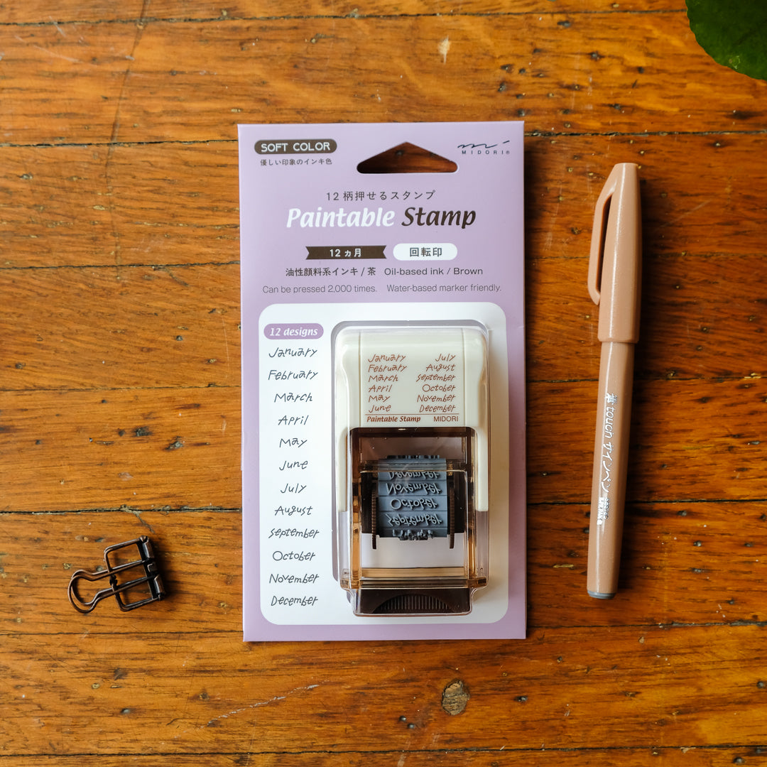 Midori Paintable Rotating Stamp - 12 Month Brown