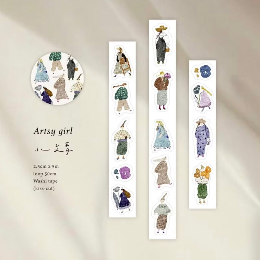 Pion - 2.5cm Die Cut Sticker Washi Tape - Artsy Girl