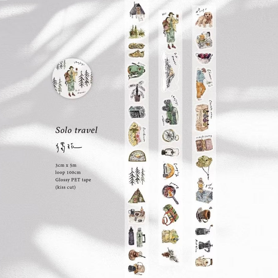 Pion - 3cm Die Cut Sticker Glossy PET Tape - Solo Travel