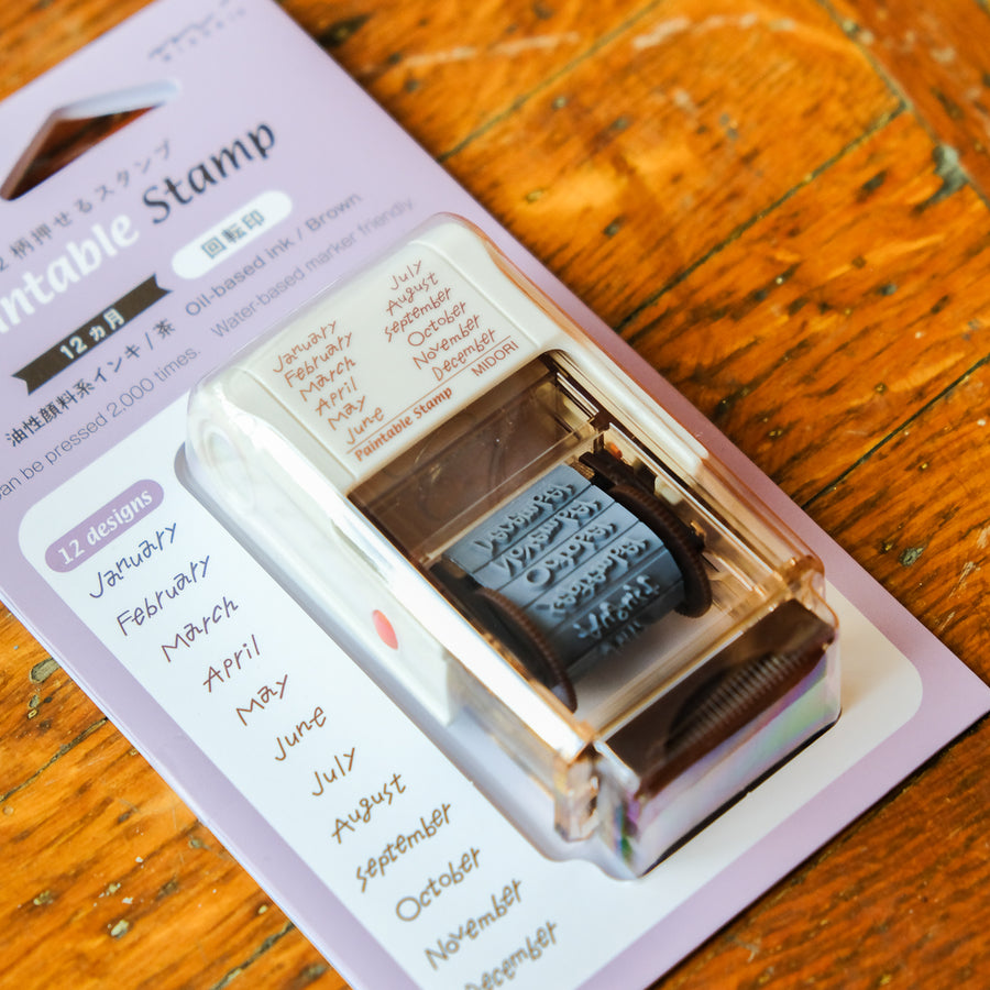 Midori Paintable Rotating Stamp - 12 Month Brown