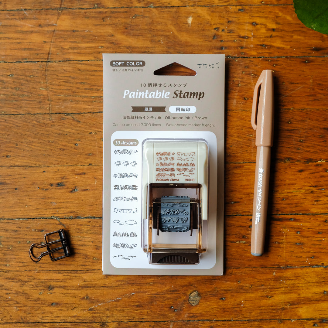 Midori Paintable Rotating Stamp - Landscape Brown