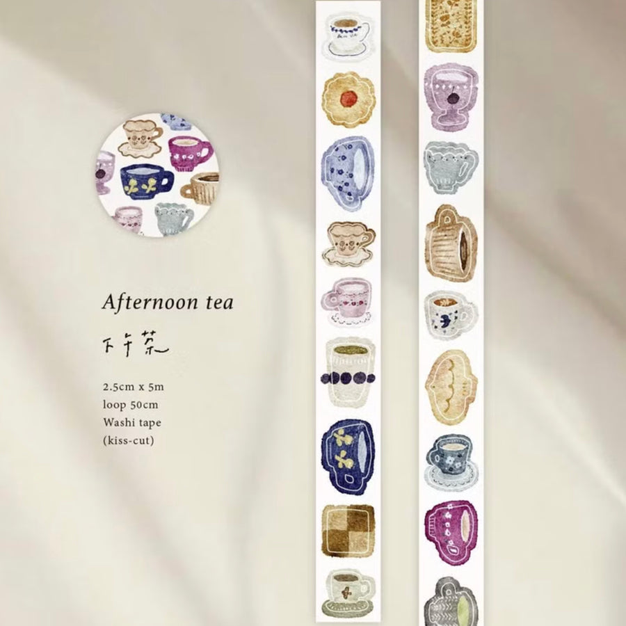 Pion - 2.5cm Die Cut Sticker Washi Tape - Afternoon Tea