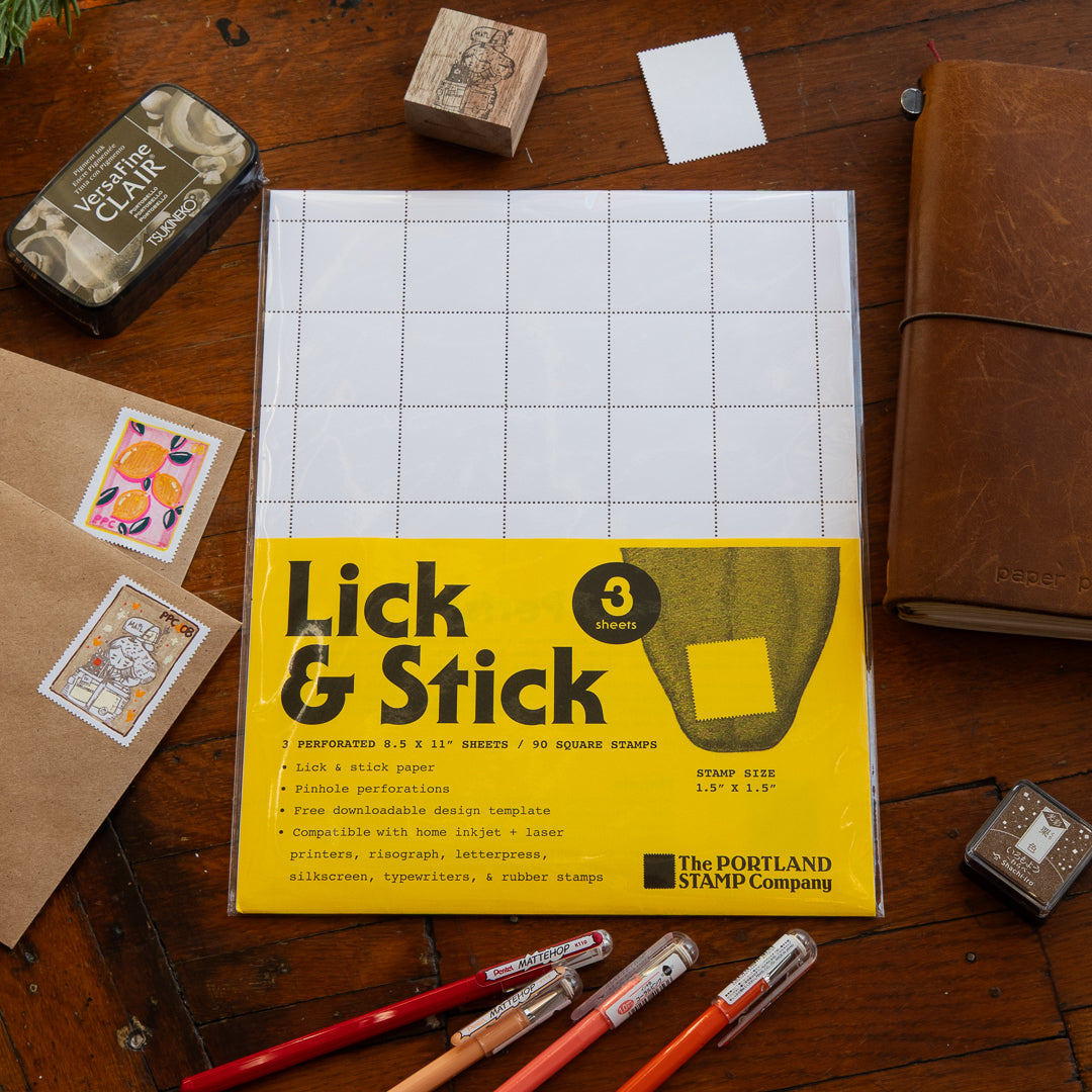 The Portland Stamp Company - Lick & Stick: Square: 3-pack
