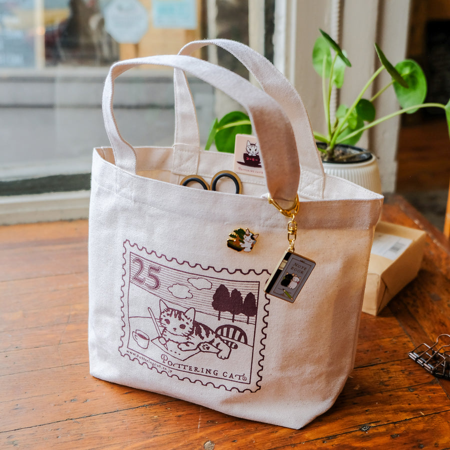 Pottering Cat - Small Canvas Bag - Stamp
