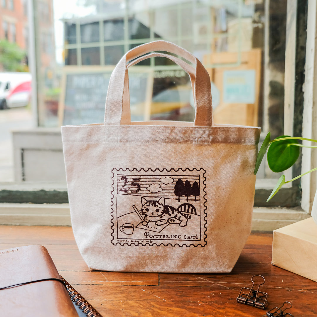 Pottering Cat - Small Canvas Bag - Stamp