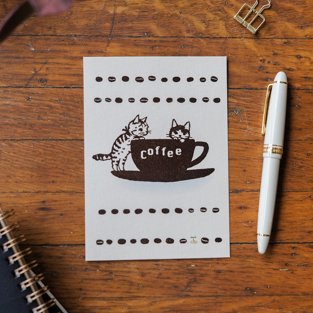 Pottering Cat - Cat and Coffee Postcard - PC-21 Cat and Coffee 1