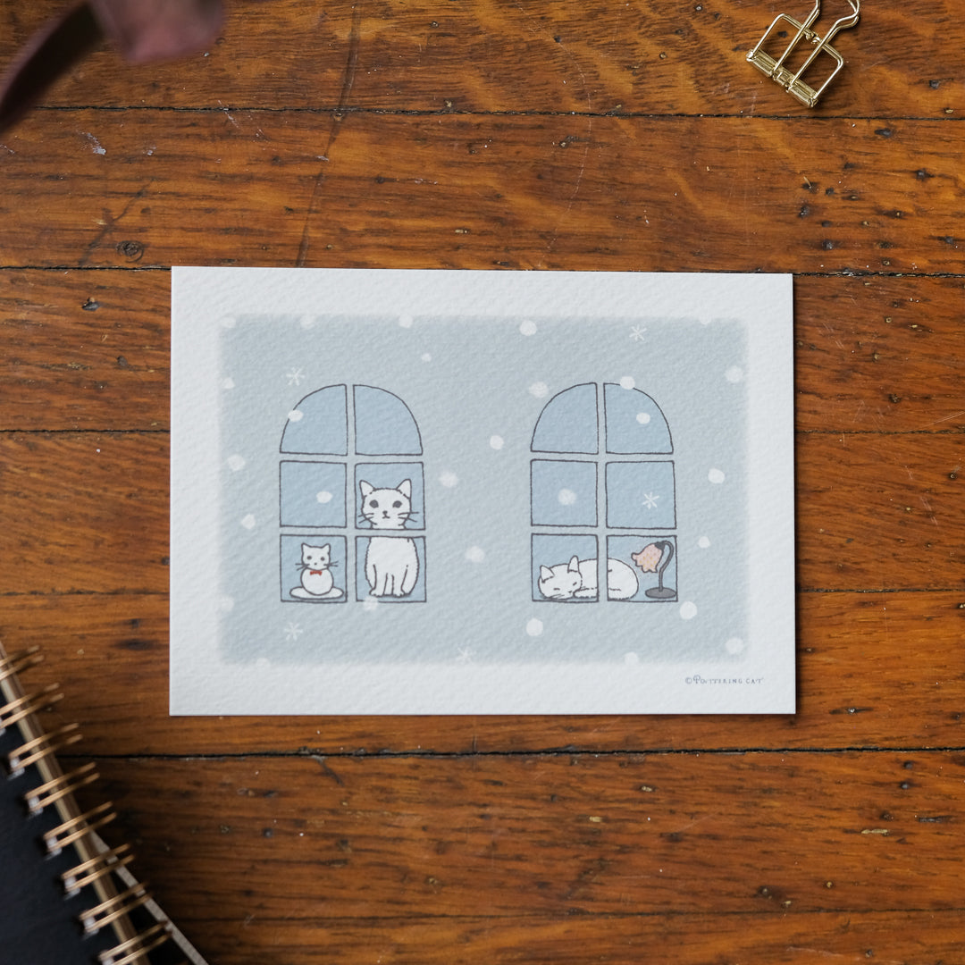 Pottering Cat - Seasonal Postcards - KC-02 Snow