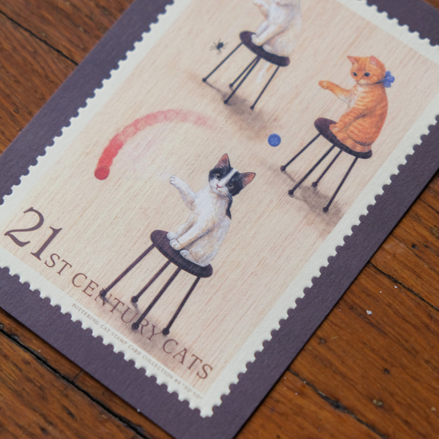 Pottering Cat - Stamp Series Postcard - PC-09 Yo-yo