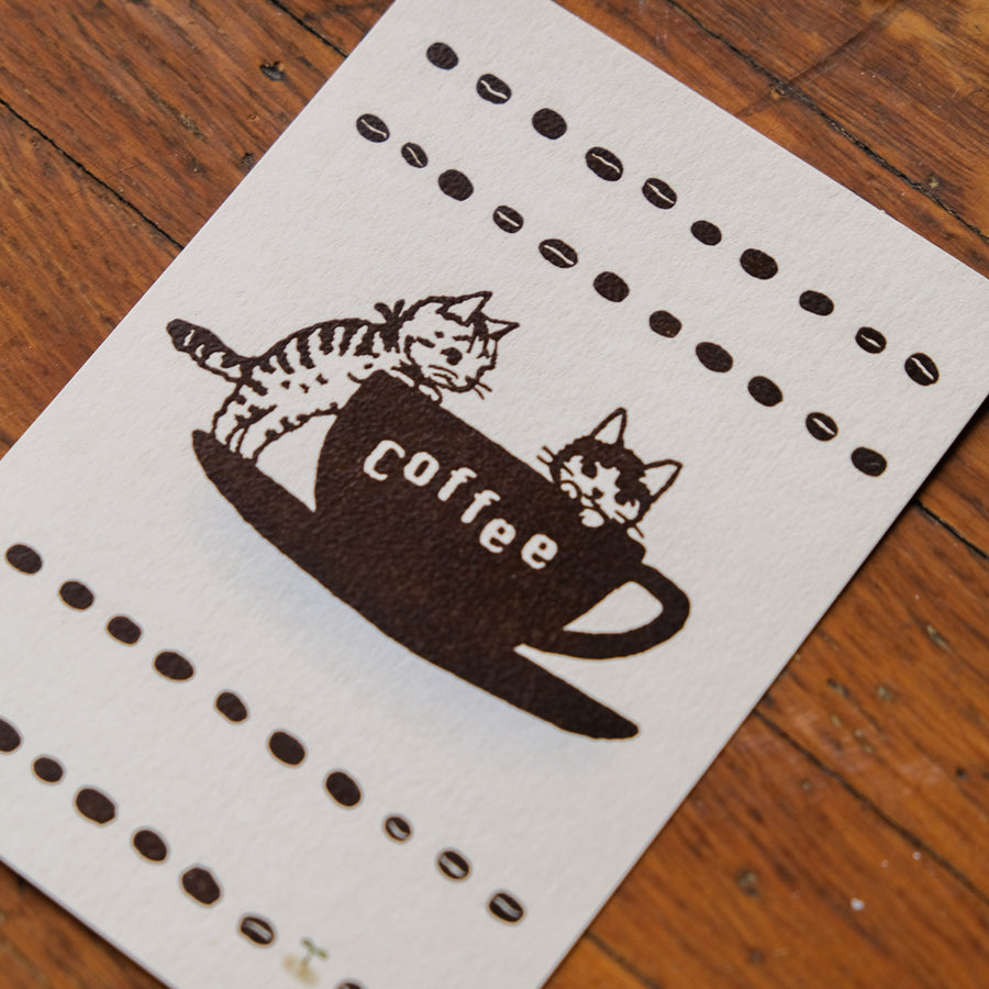 Pottering Cat - Cat and Coffee Postcard - PC-21 Cat and Coffee 1