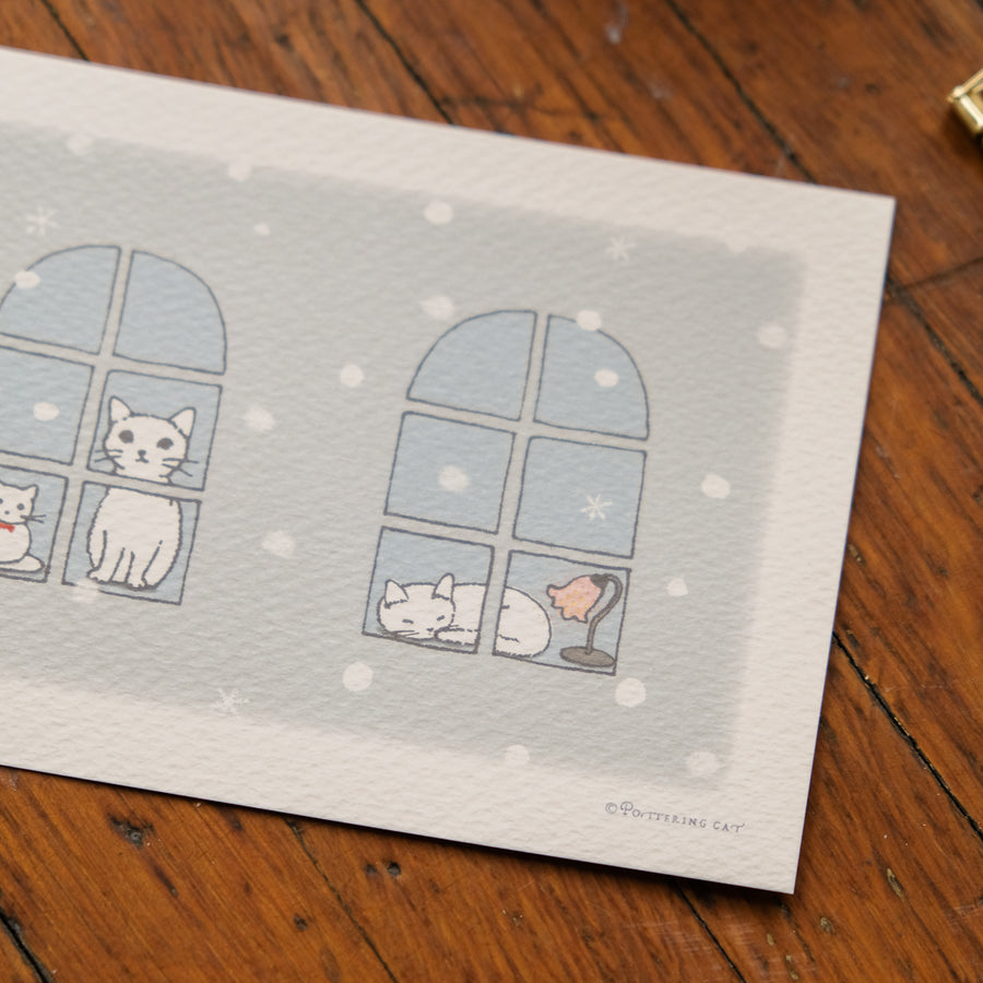 Pottering Cat - Seasonal Postcards - KC-02 Snow