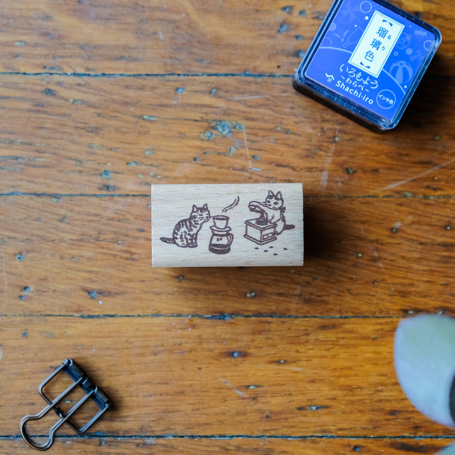 Pottering Cat - Cat Seal-Large Stamp - Coffee