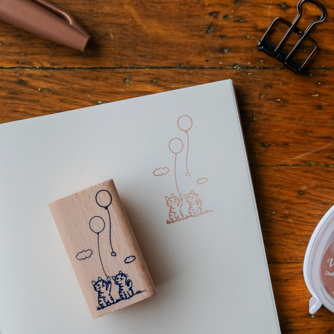 Pottering Cat - Cat Seal-Large Stamp - Balloon