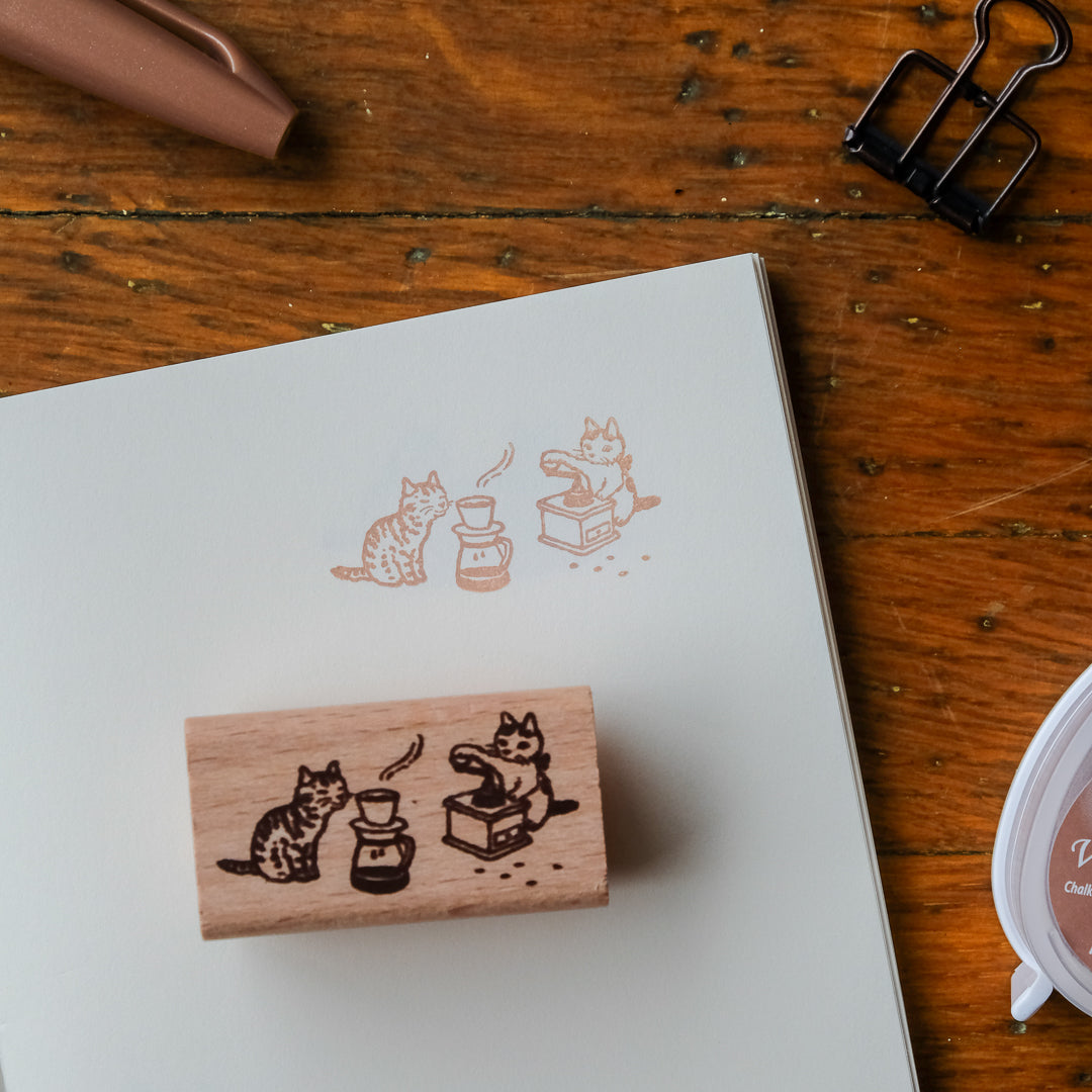 Pottering Cat - Cat Seal-Large Stamp - Coffee