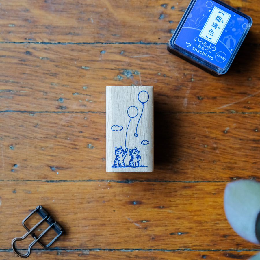 Pottering Cat - Cat Seal-Large Stamp - Balloon