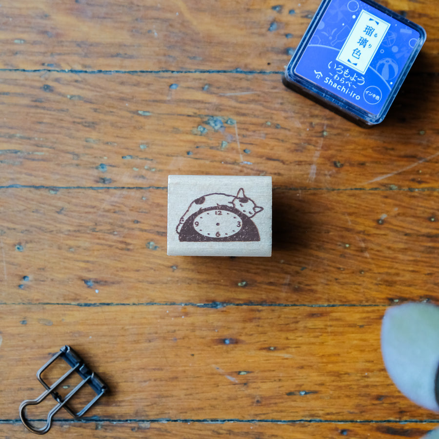 Pottering Cat - Cat Seal-Small Stamp - Clock