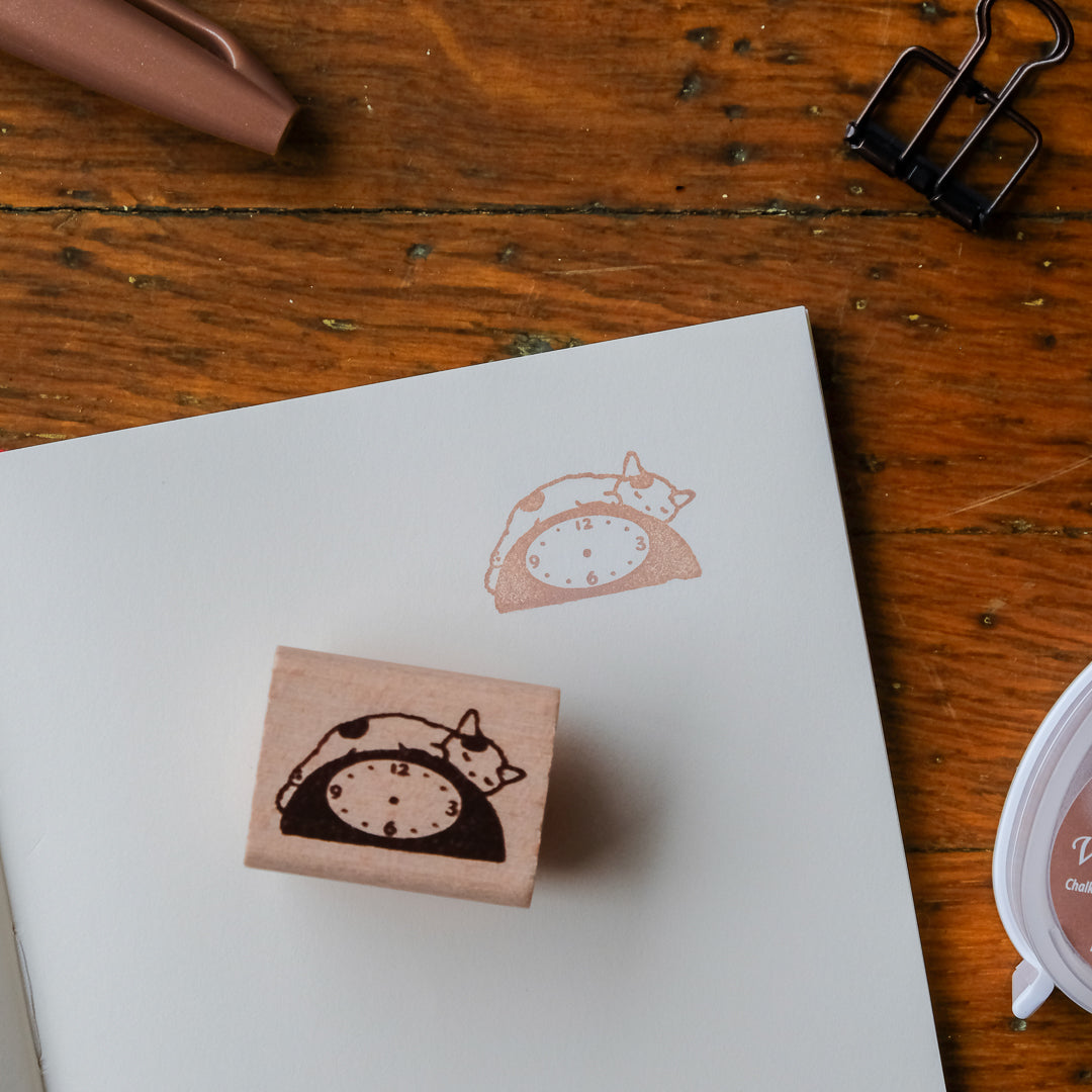 Pottering Cat - Cat Seal-Small Stamp - Clock