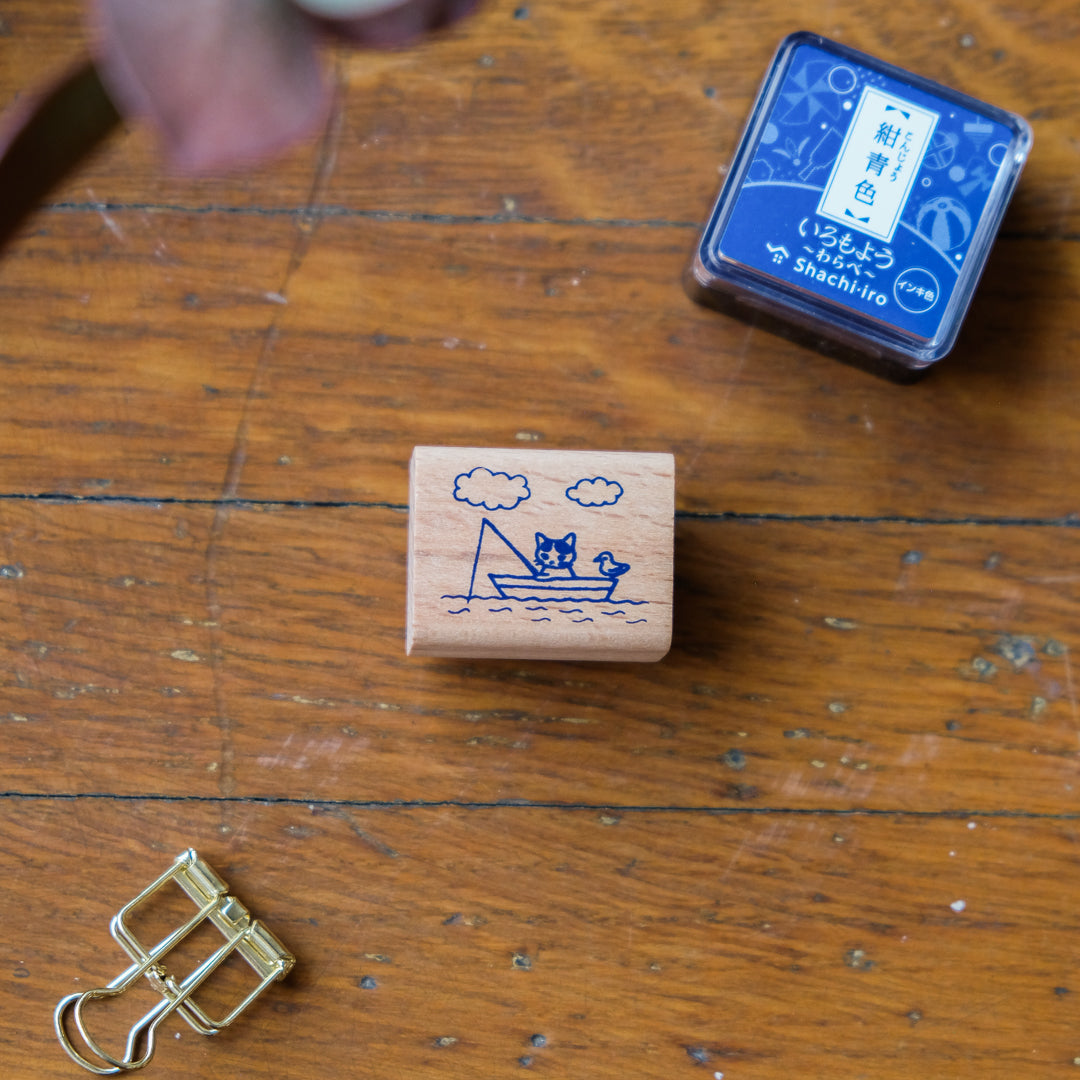 Pottering Cat - Cat Seal-Small Stamp - SH-14 Boat