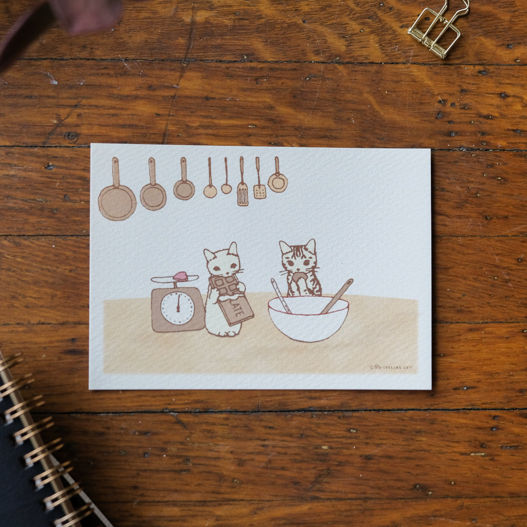 Pottering Cat - Seasonal Postcards - KC-03 Valentine's Chocolate