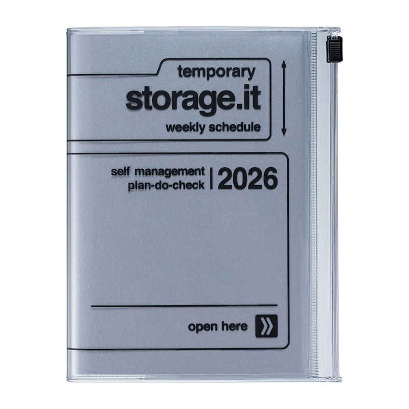 2026 Mark’s Storage.it Overseas Weekly Vertical A6 Planner (Sept '25 Start) - Silver