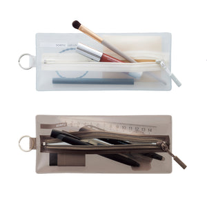 Lihit Lab Soeru Center Zip Pen Case - Brown