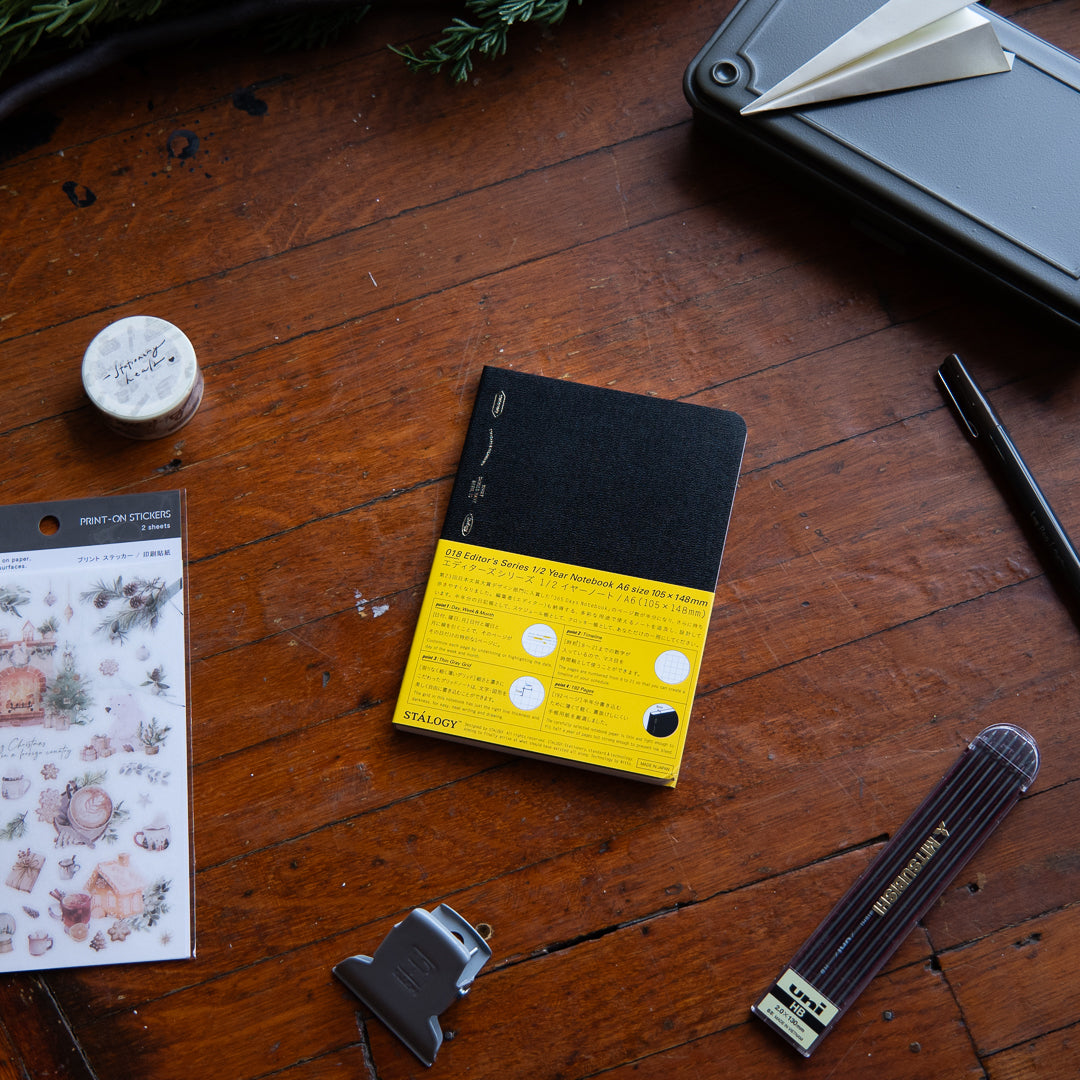 Stalogy 1/2 year Notebook A6 Grid - Black