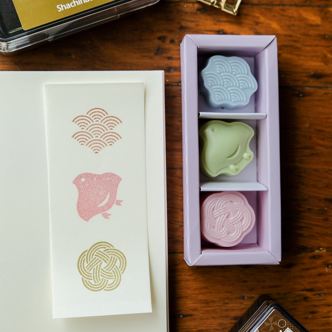 Sun-Star Wasanbon 3pc Stamp Set - Kotobuki