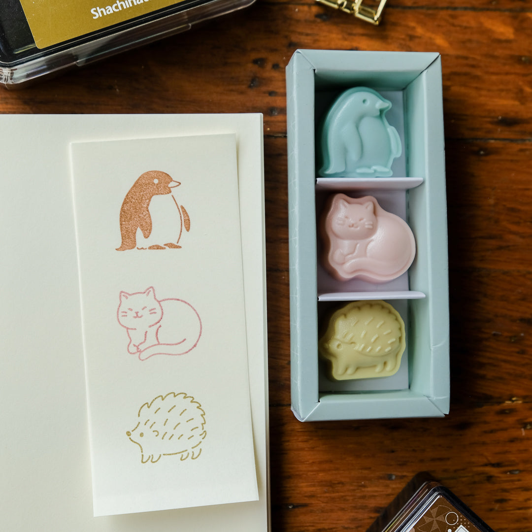 Sun-Star Wasanbon 3pc Stamp Set - Cat
