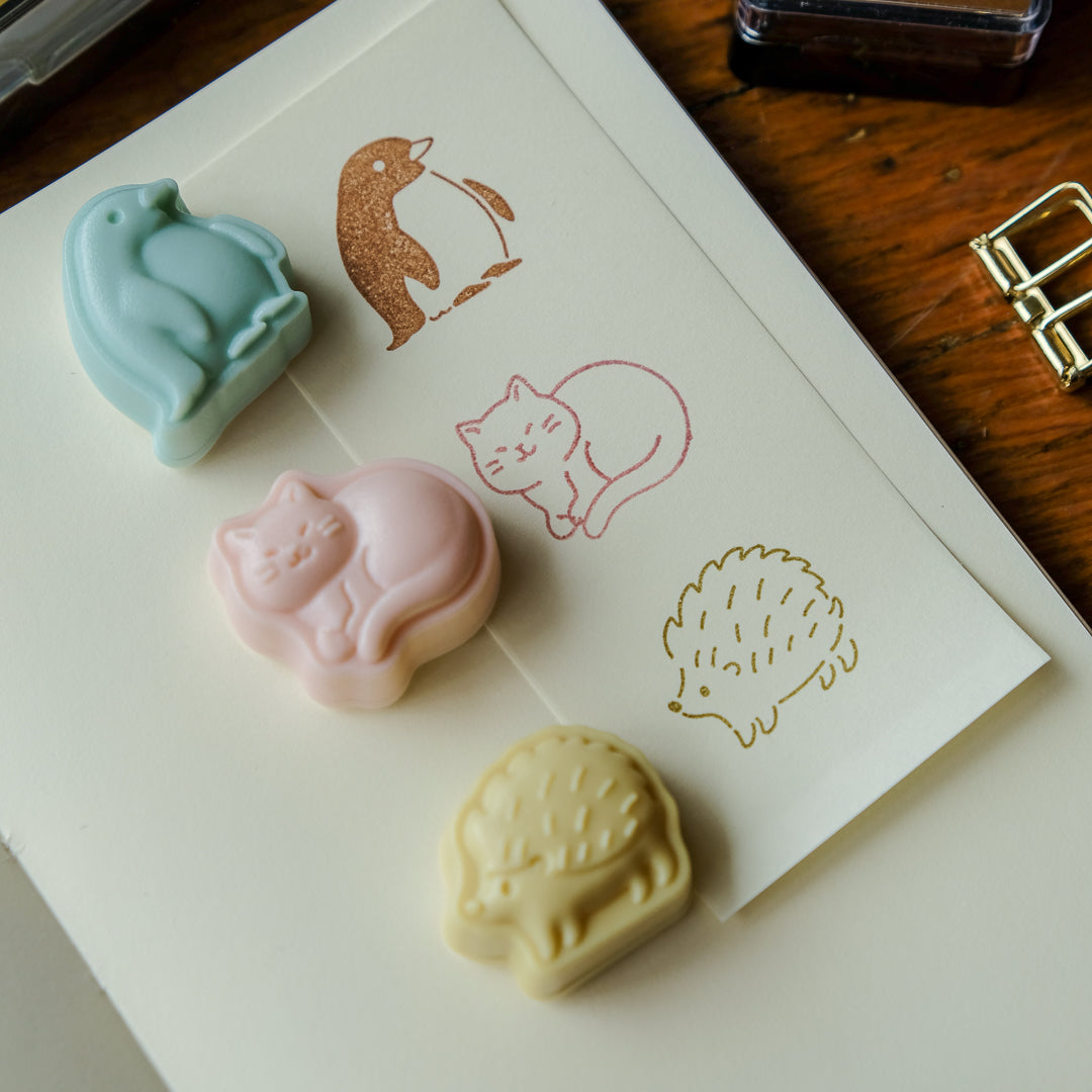 Sun-Star Wasanbon 3pc Stamp Set - Cat