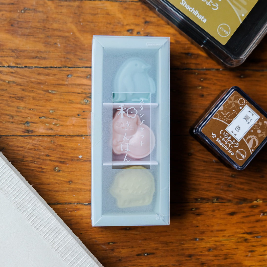 Sun-Star Wasanbon 3pc Stamp Set - Cat