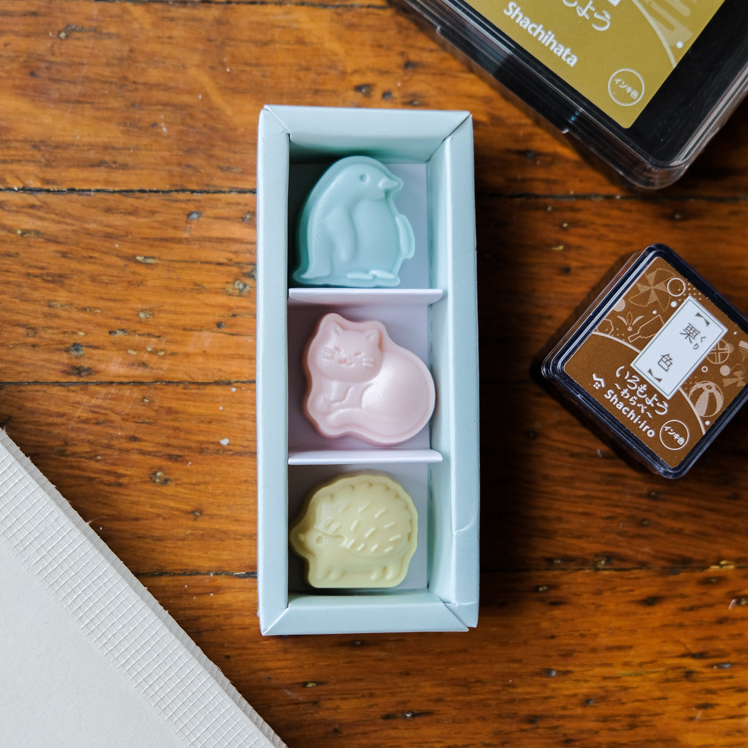 Sun-Star Wasanbon 3pc Stamp Set - Cat