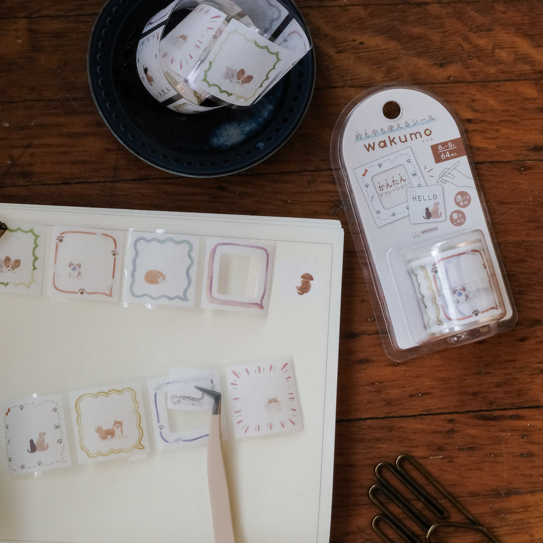 Sun-Star Wakumo Sticker Roll - Square: Speech Bubbles & Dogs and Cats