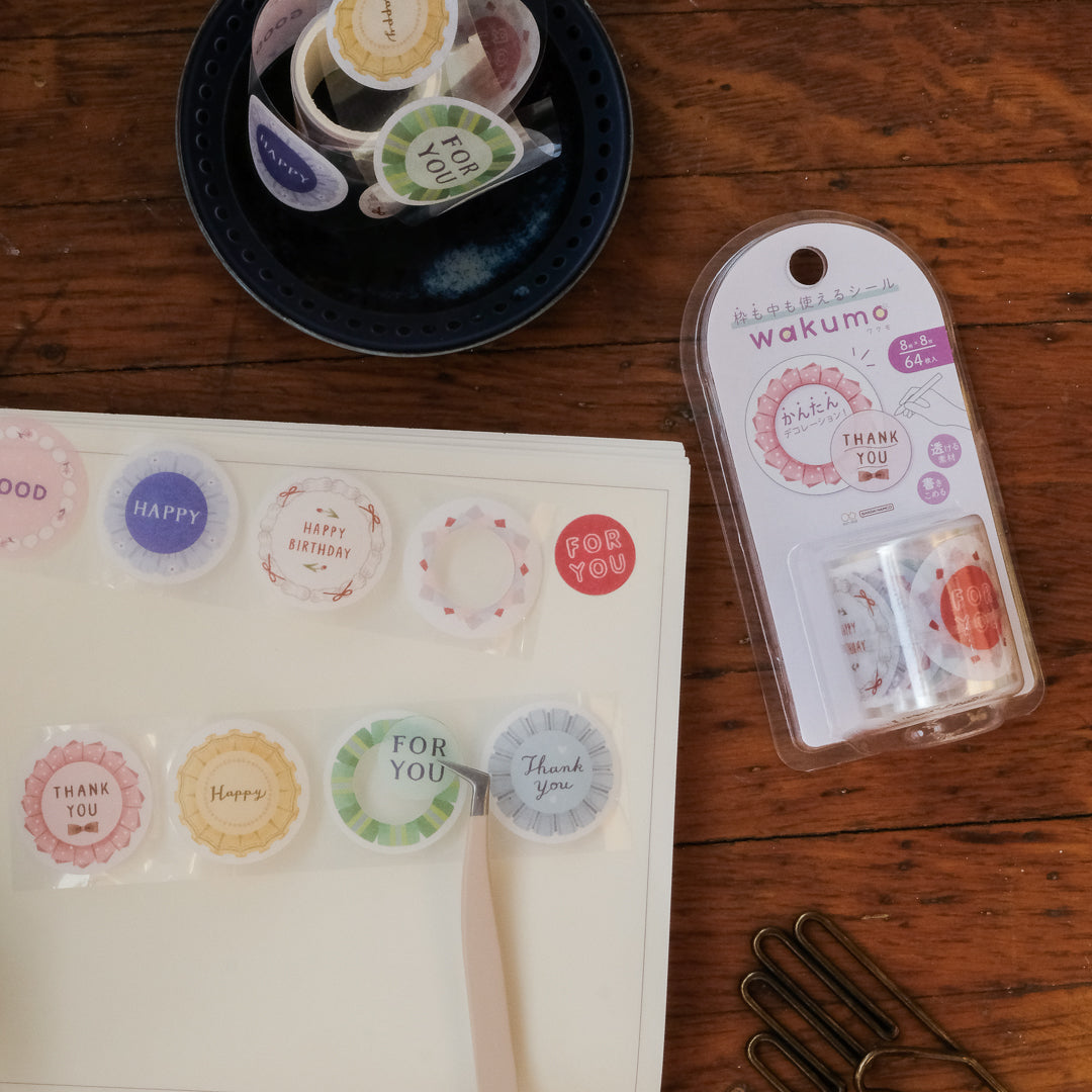 Sun-Star Wakumo Sticker Roll - Circle: Rosettes & Messages