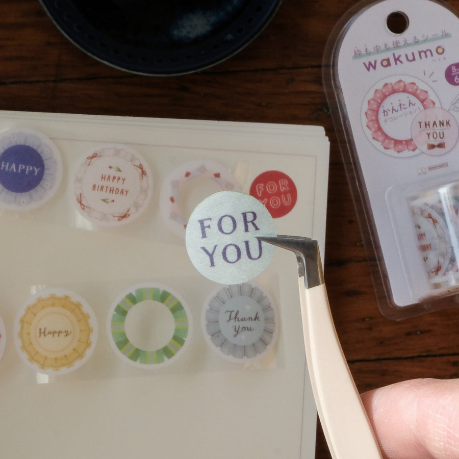 Sun-Star Wakumo Sticker Roll - Circle: Rosettes & Messages