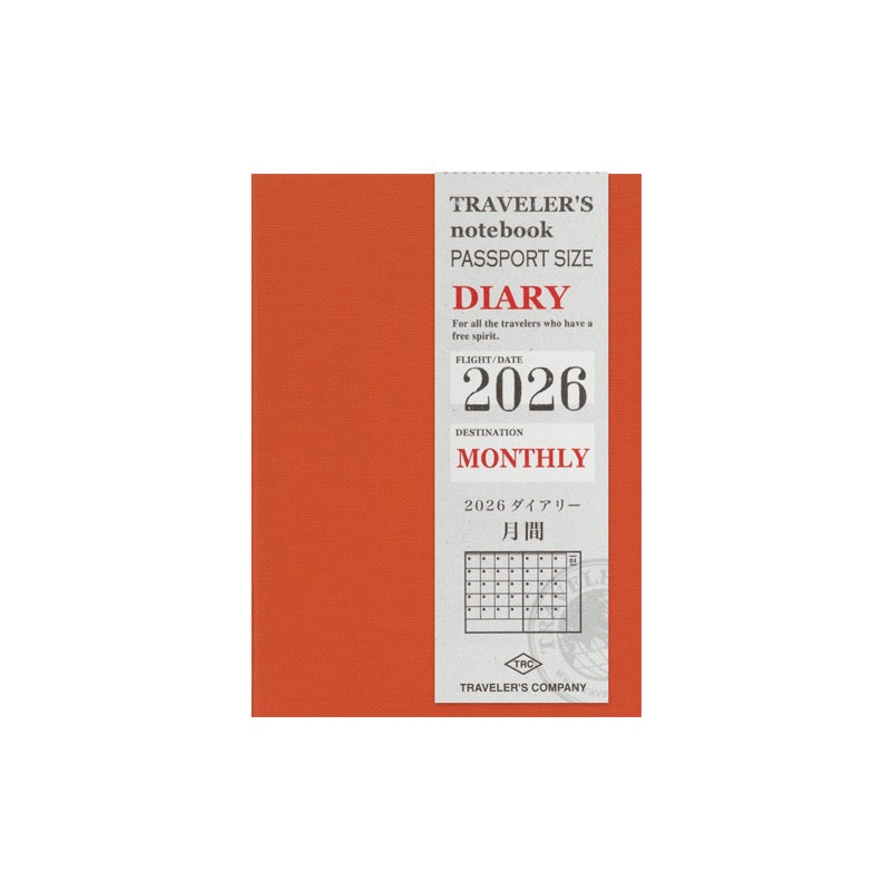PRE ORDER (OCT 1) 2026 Traveler's Notebook Refill - Passport Size - Monthly