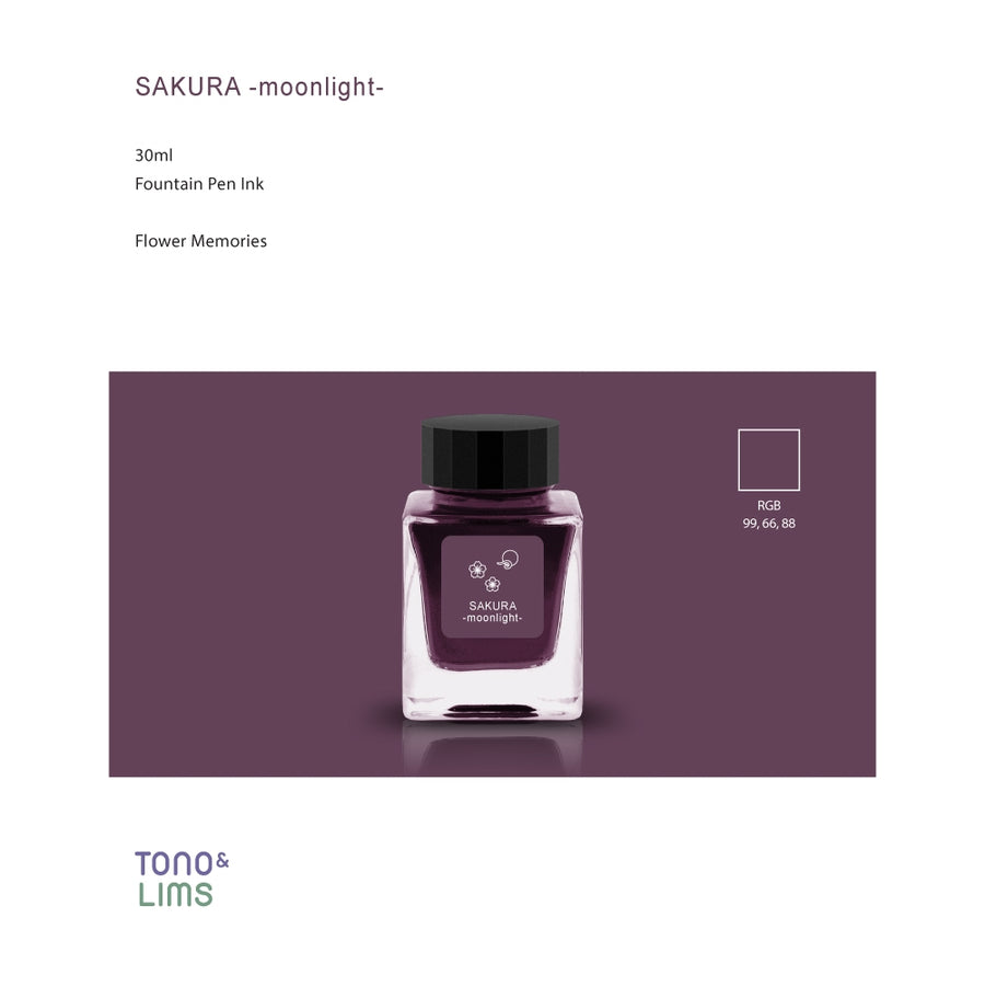 Tono & Lims Fountain Pen Ink - Flower Memories - SAKURA -moonlight-