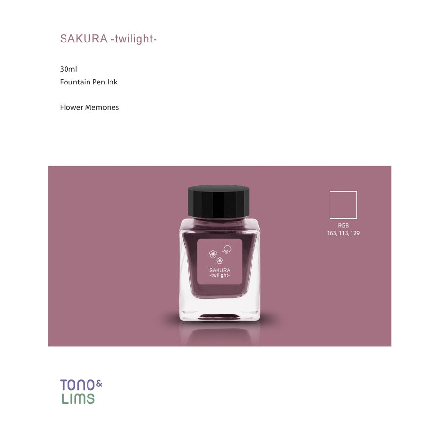 Tono & Lims Fountain Pen Ink - Flower Memories - SAKURA -twilight-