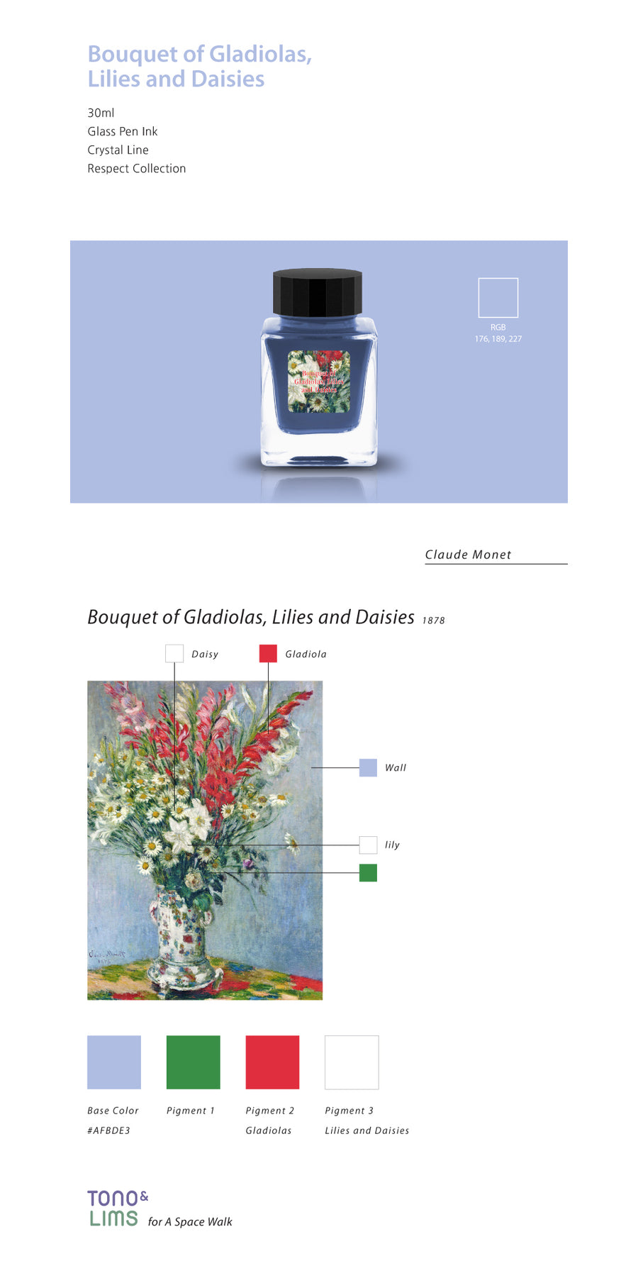 Tono & Lims Glass Pen Ink - Crystal Line - Bouquet of Gladiolas, Lilies and Daisies