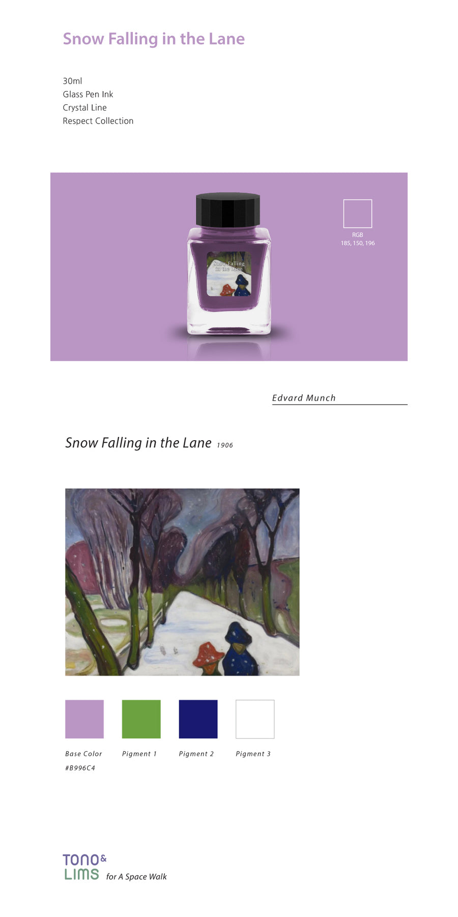Tono & Lims Glass Pen Ink - Crystal Line - Snow Falling in the Lane