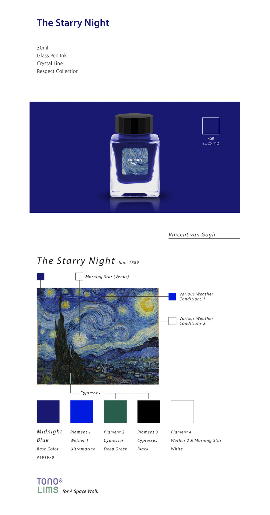Tono & Lims Glass Pen Ink - Crystal Line - The Starry Night